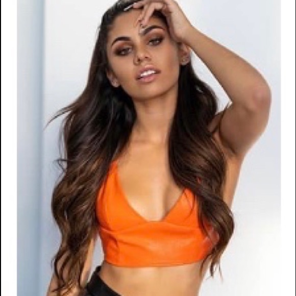 Orange Zip-Up Crop Top - Picture 1 of 3